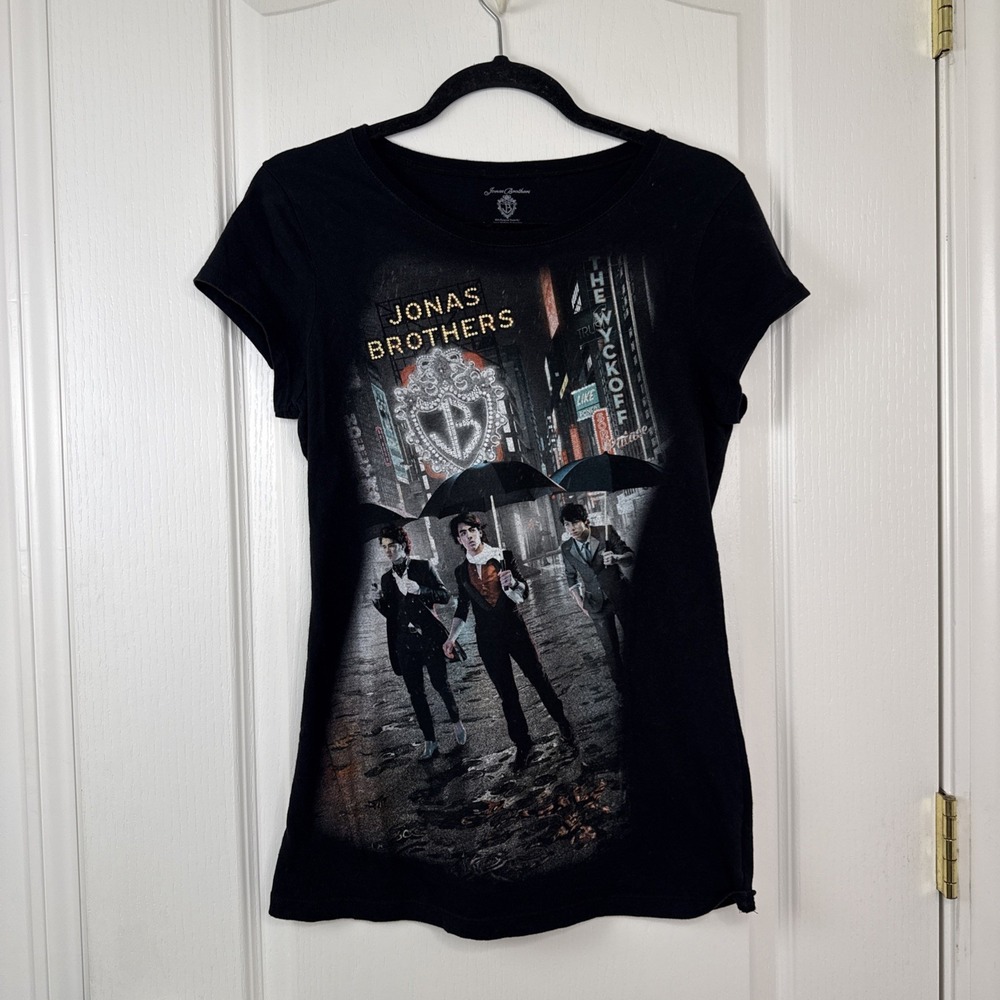 Jonas Brothers Original 2000s Band Tee Juniors XL Hollywood Records Y2K Black
